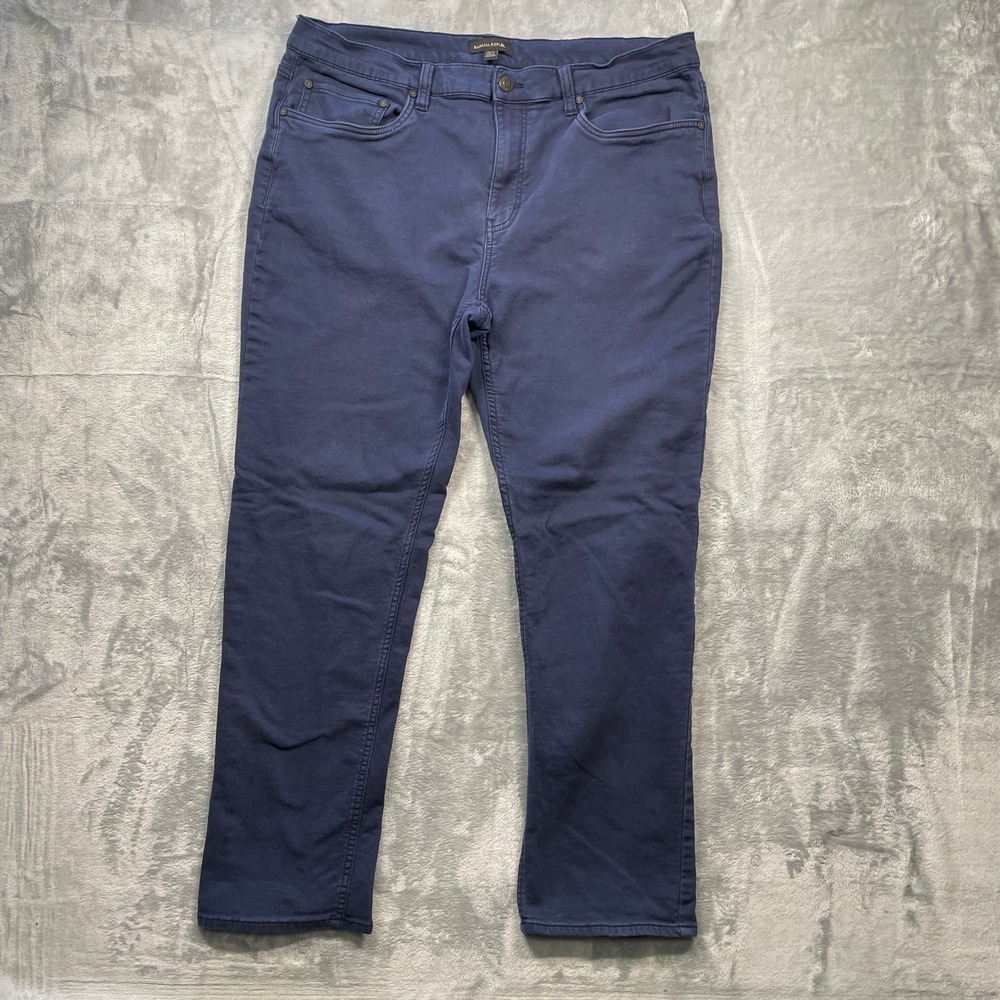 Banana Republic‎ Navy Blue Straight Leg Chinos Pants Men Cotton Spandex 38x32